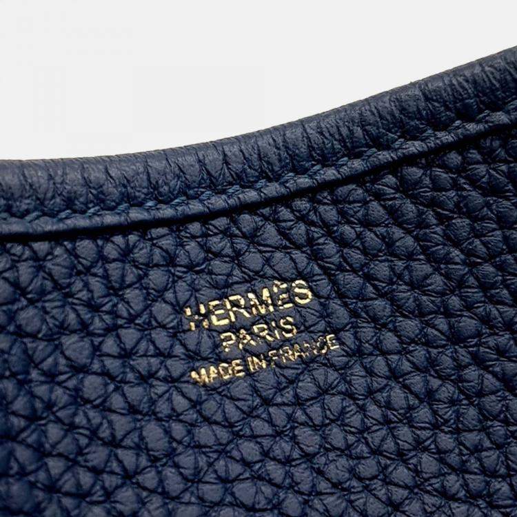 Pre Owned Hermes Evelyn 29 Blue Leather Bag 