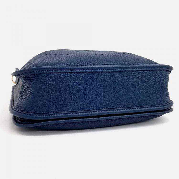 Pre Owned Hermes Evelyn 29 Blue Leather Bag 
