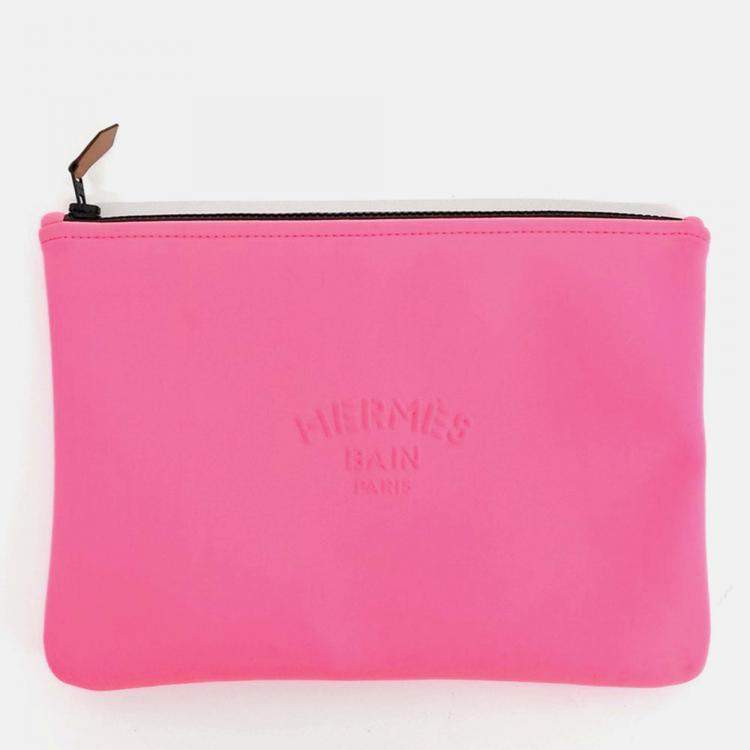 Pre Owned Hermes Pouch Pink Fabric Bag
