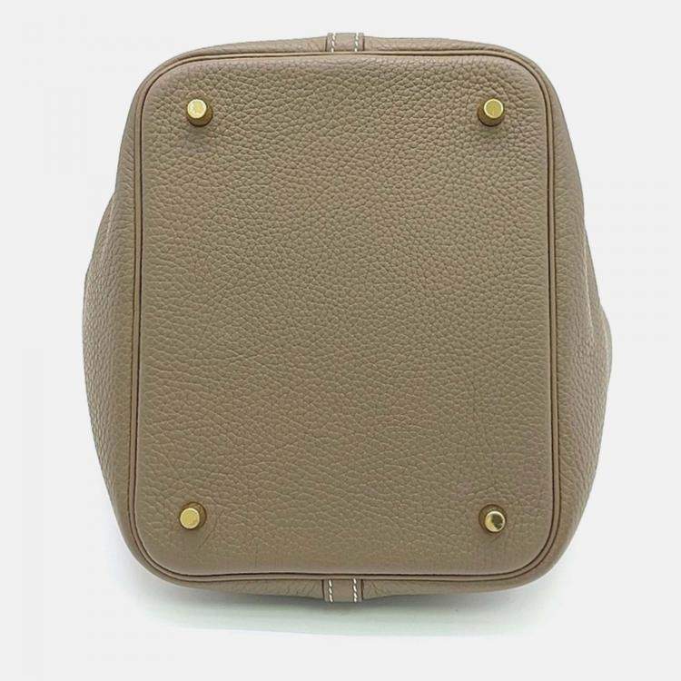 Pre Owned Hermes Rock Picotin 22 Grey Leather Bag 