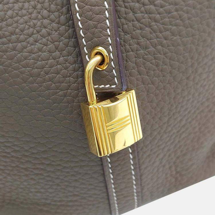 Pre Owned Hermes Rock Picotin 22 Grey Leather Bag 