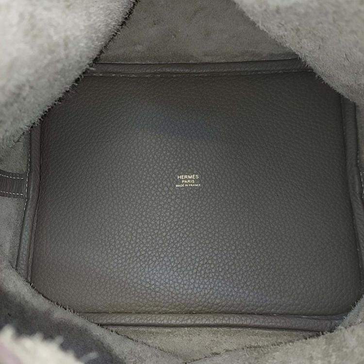 Pre Owned Hermes Rock Picotin 22 Grey Leather Bag 