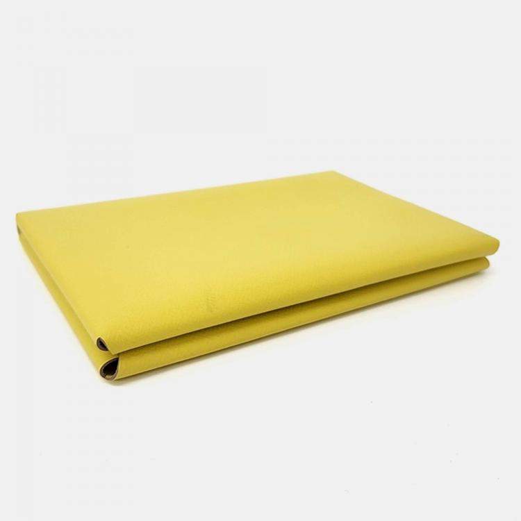 Pre Owned Hermes Yellow Leather Calvi Clutch