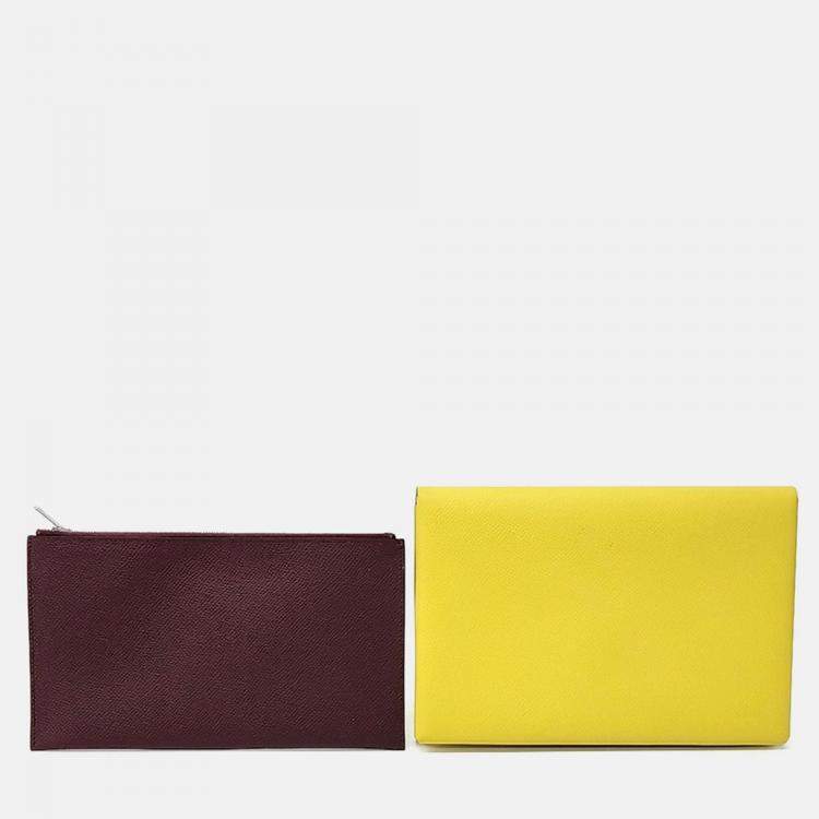 Pre Owned Hermes Yellow Leather Calvi Clutch