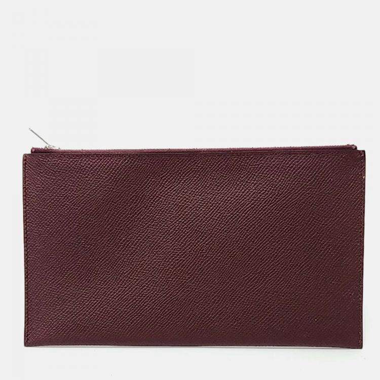 Pre Owned Hermes Yellow Leather Calvi Clutch
