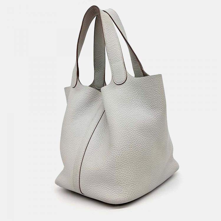 Pre Owned Hermes Rock Picotan 22 Grey Leather Bag 