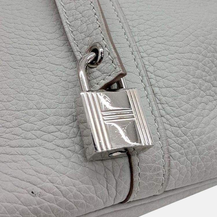 Pre Owned Hermes Rock Picotan 22 Grey Leather Bag 