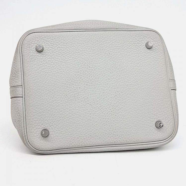Pre Owned Hermes Rock Picotan 22 Grey Leather Bag 