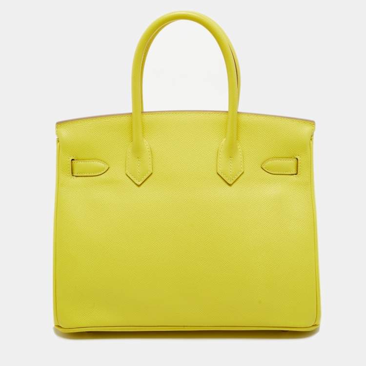 Pre Owned Hermes Lime Epsom Leather Gold Finish Birkin 30 Bag