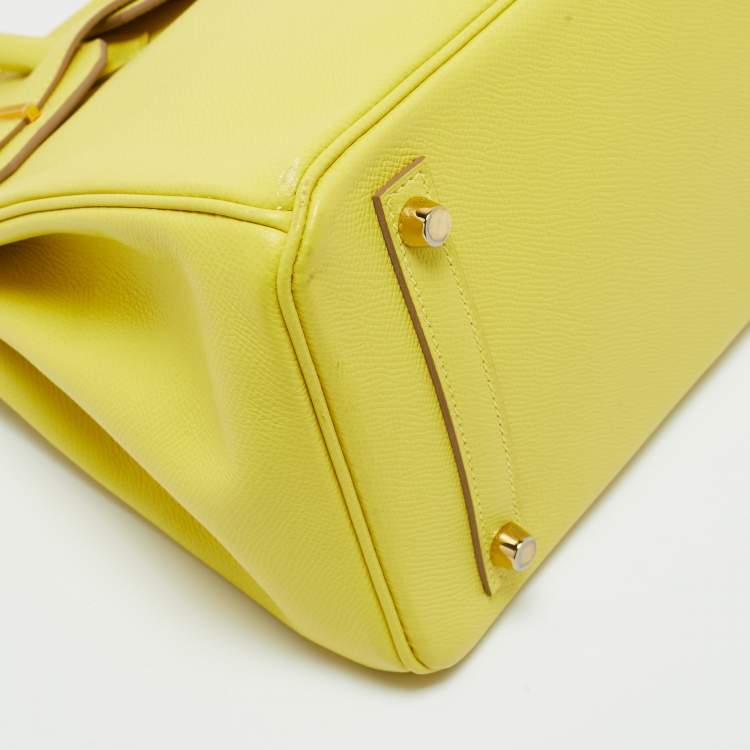 Pre Owned Hermes Lime Epsom Leather Gold Finish Birkin 30 Bag