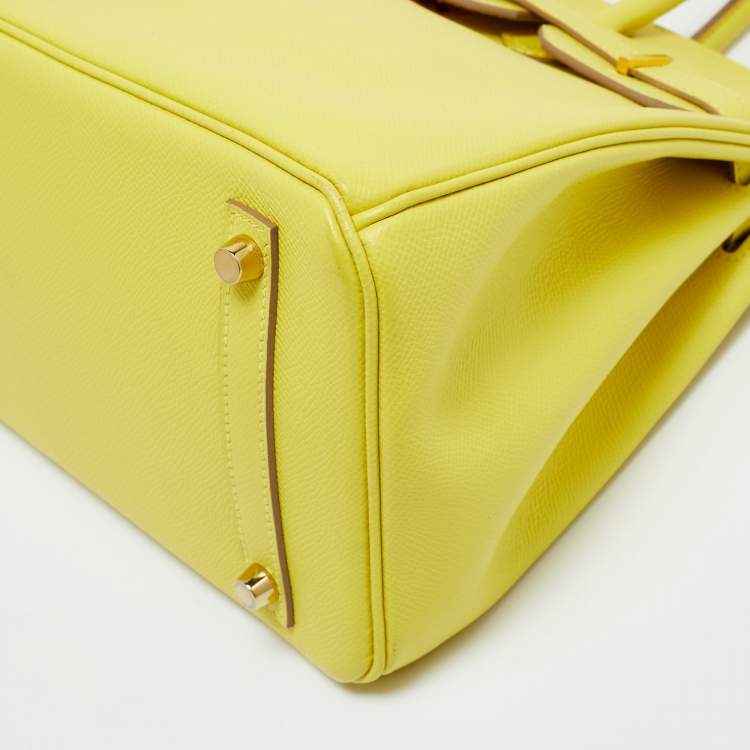Pre Owned Hermes Lime Epsom Leather Gold Finish Birkin 30 Bag