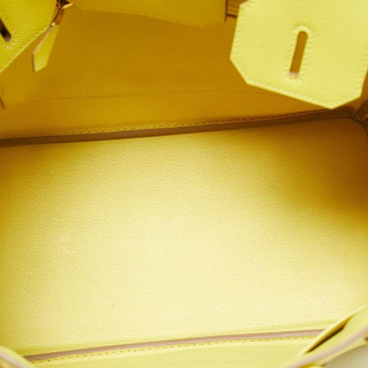 Pre Owned Hermes Lime Epsom Leather Gold Finish Birkin 30 Bag