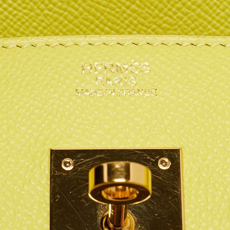 Pre Owned Hermes Lime Epsom Leather Gold Finish Birkin 30 Bag