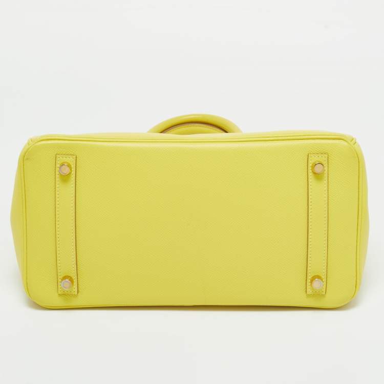 Pre Owned Hermes Lime Epsom Leather Gold Finish Birkin 30 Bag