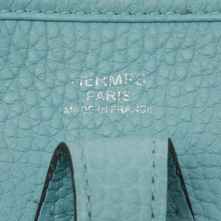 Pre Owned Hermès Bleu Atoll Taurillon Clemence Leather Evelyne III PM Bag