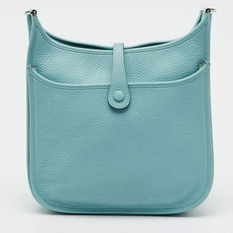 Pre Owned Hermès Bleu Atoll Taurillon Clemence Leather Evelyne III PM Bag