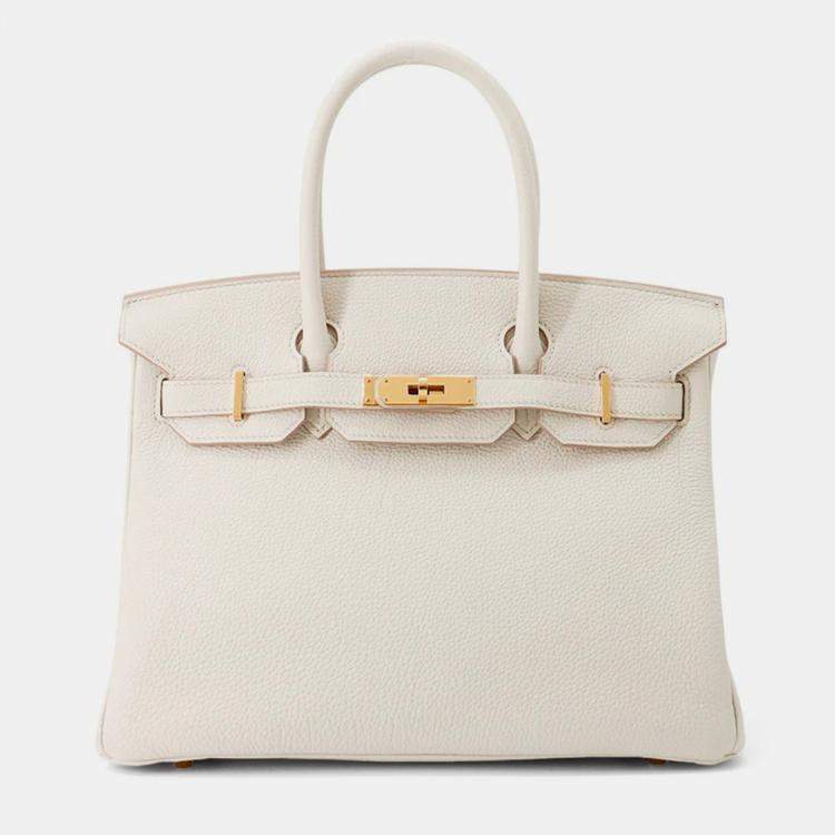 Pre Owned Hermes Birkin 30 Beton Togo Leather Tote Bag
