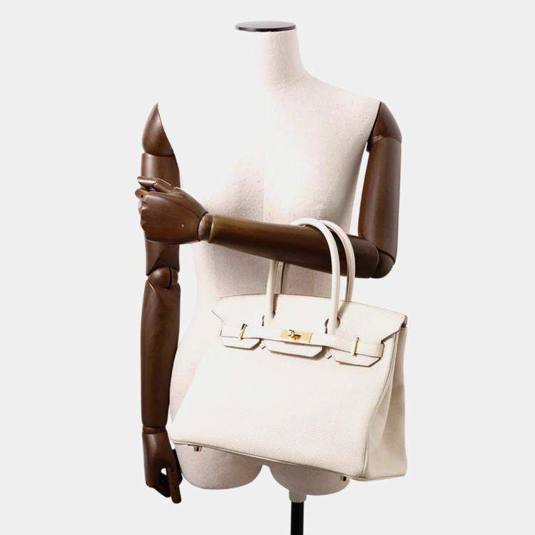 Pre Owned Hermes Birkin 30 Beton Togo Leather Tote Bag