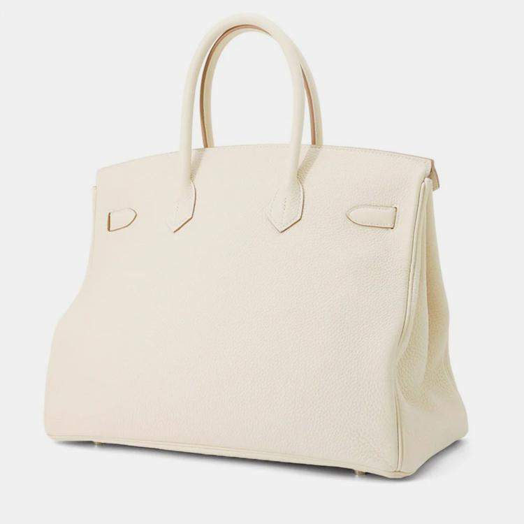 Pre Owned Hermes Birkin 35 Craie Togo Leather Tote Bag