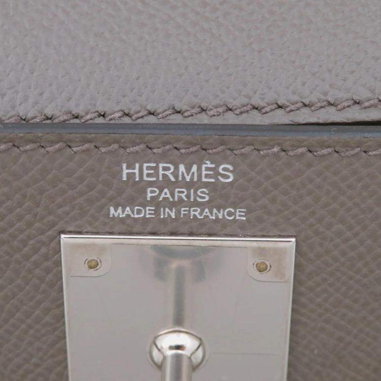 Pre Owned Hermes Kelly Sellier 28 Etain Epsom Leather Shoulder Bag