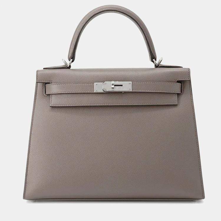 Pre Owned Hermes Kelly Sellier 28 Etain Epsom Leather Shoulder Bag
