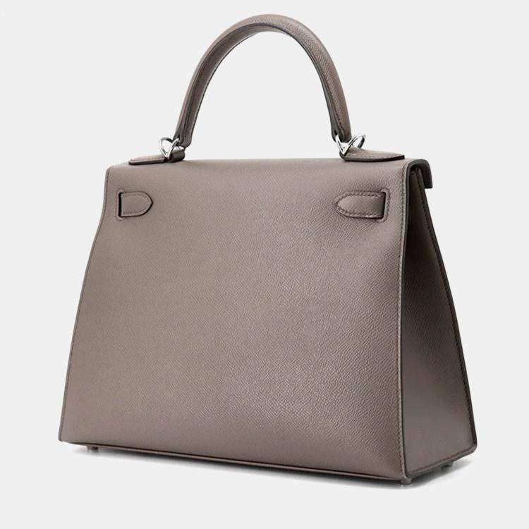 Pre Owned Hermes Kelly Sellier 28 Etain Epsom Leather Shoulder Bag