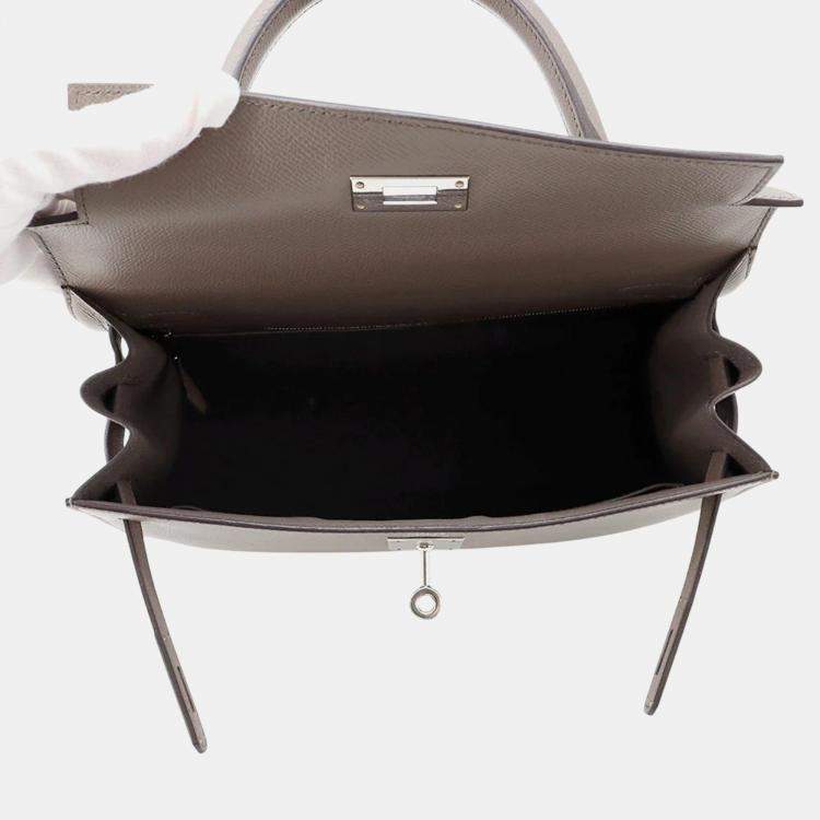 Pre Owned Hermes Kelly Sellier 28 Etain Epsom Leather Shoulder Bag