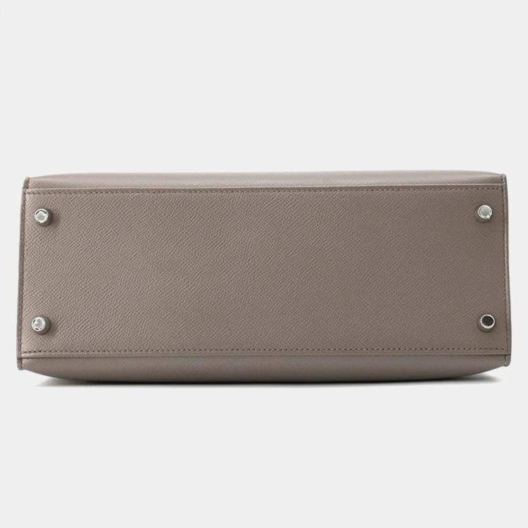 Pre Owned Hermes Kelly Sellier 28 Etain Epsom Leather Shoulder Bag