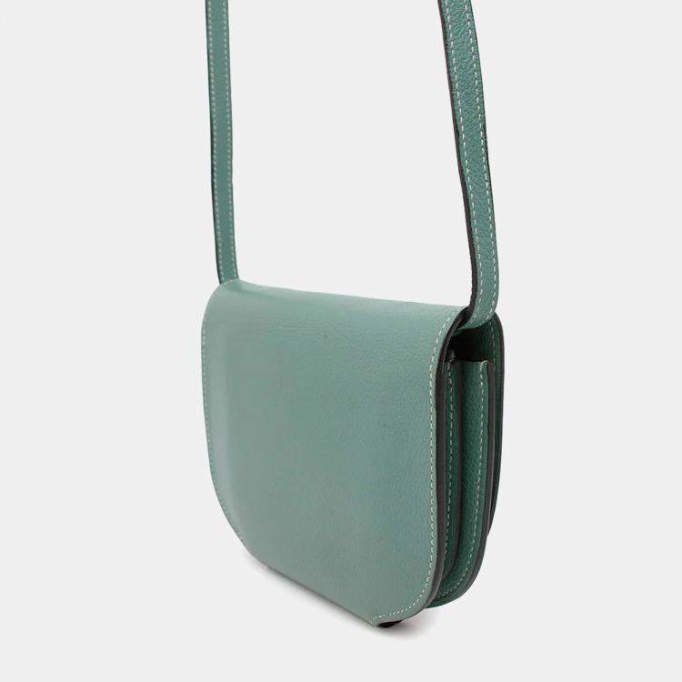 Pre Owned Hermes Convoyeur Mini Blue Evercolor Leather Shoulder Bag