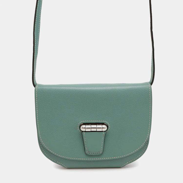Pre Owned Hermes Convoyeur Mini Blue Evercolor Leather Shoulder Bag
