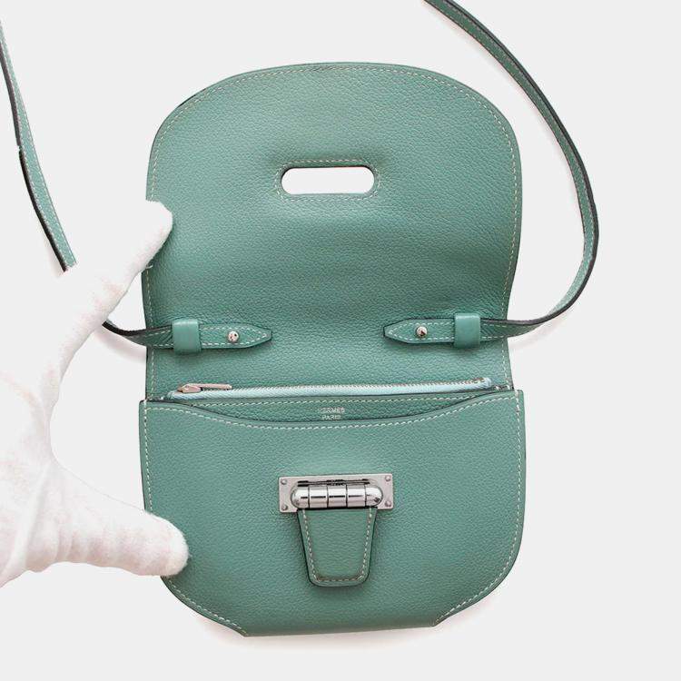 Pre Owned Hermes Convoyeur Mini Blue Evercolor Leather Shoulder Bag