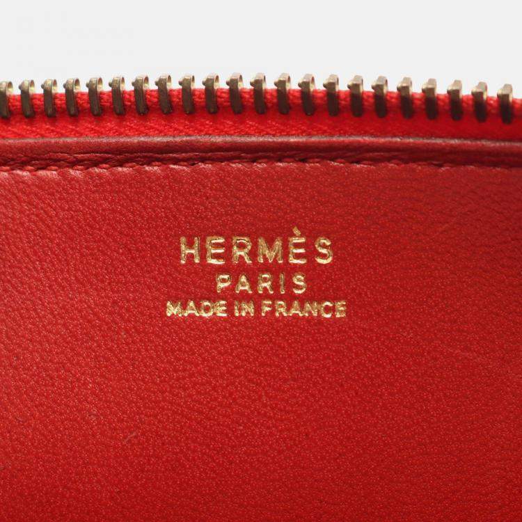 Pre Owned Hermes Bolide27 Rouge Vif Box Calf Handbag W GHW