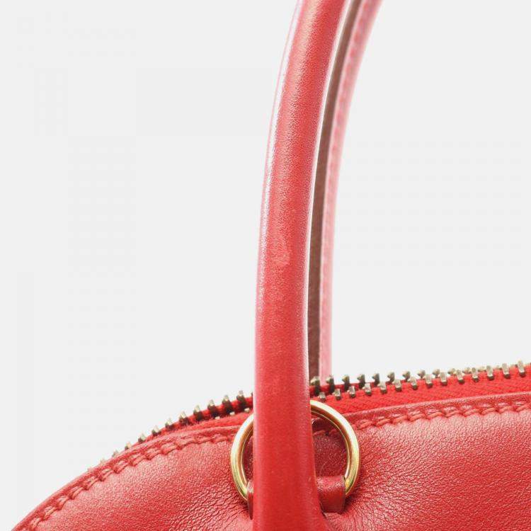 Pre Owned Hermes Bolide27 Rouge Vif Box Calf Handbag W GHW