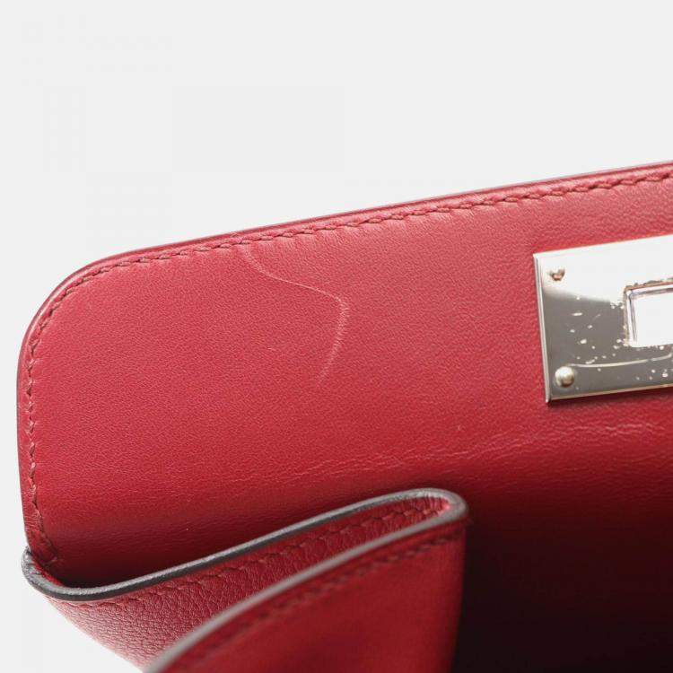 Pre Owned Hermes Toolbox 20 Red Evercolor Leather Handbag