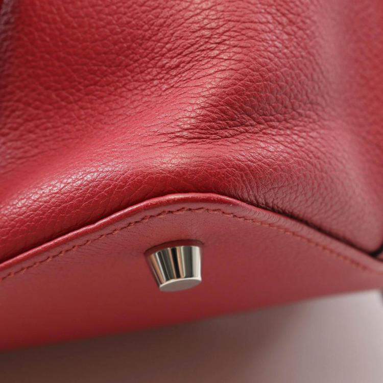 Pre Owned Hermes Toolbox 20 Red Evercolor Leather Handbag
