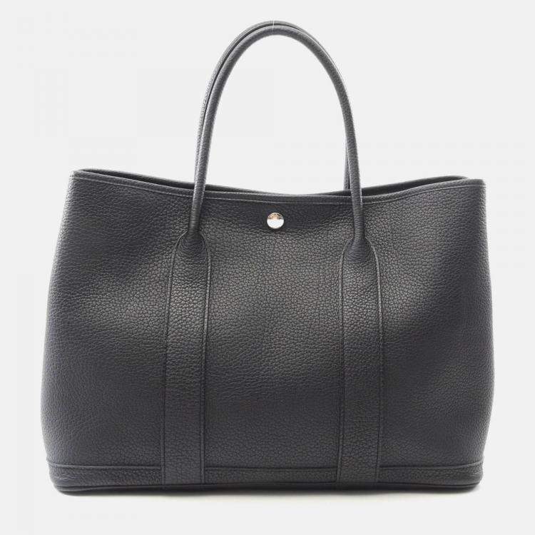 Pre Owned Hermes Garden Party Black Negonda Leather Tote PM