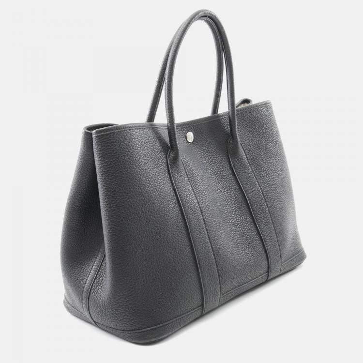 Pre Owned Hermes Garden Party Black Negonda Leather Tote PM