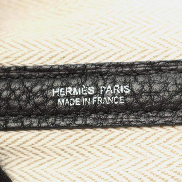 Pre Owned Hermes Garden Party Black Negonda Leather Tote PM