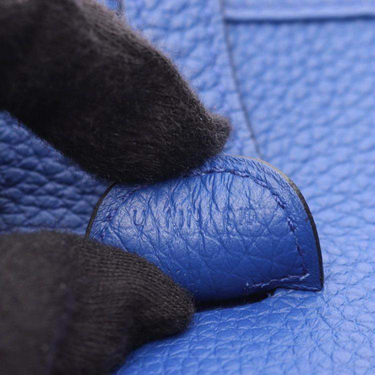 Pre Owned Hermes Evelyne Troyes Blue Royale Clemence Leather Shoulder Bag PM