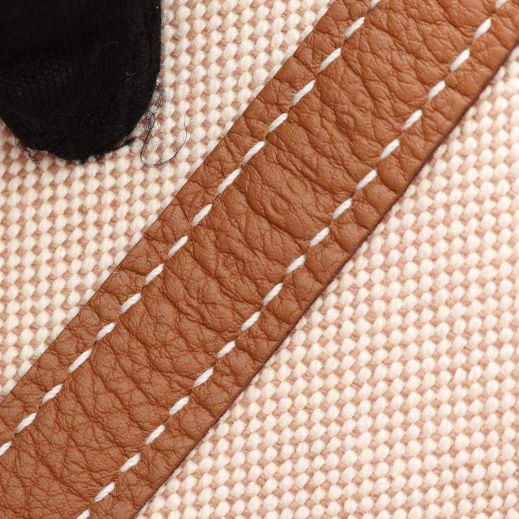 Pre Owned Hermes Garden Party Beige Toile H Canvas Negonda Leather Tote PM