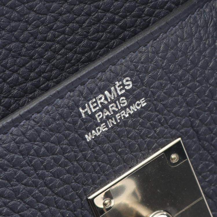 Pre Owned Hermes Birkin 30 Verso Handbag Togo Leather Navy Orange