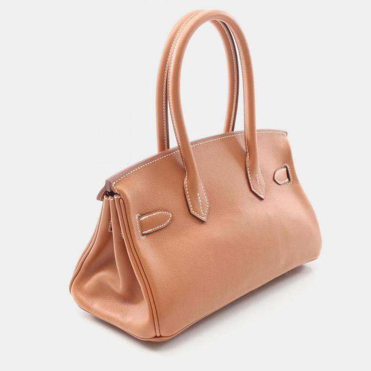 Pre Owned Hermes Shoulder Birkin 29 Shoulder Bag Evercolor Leather Brown Gold