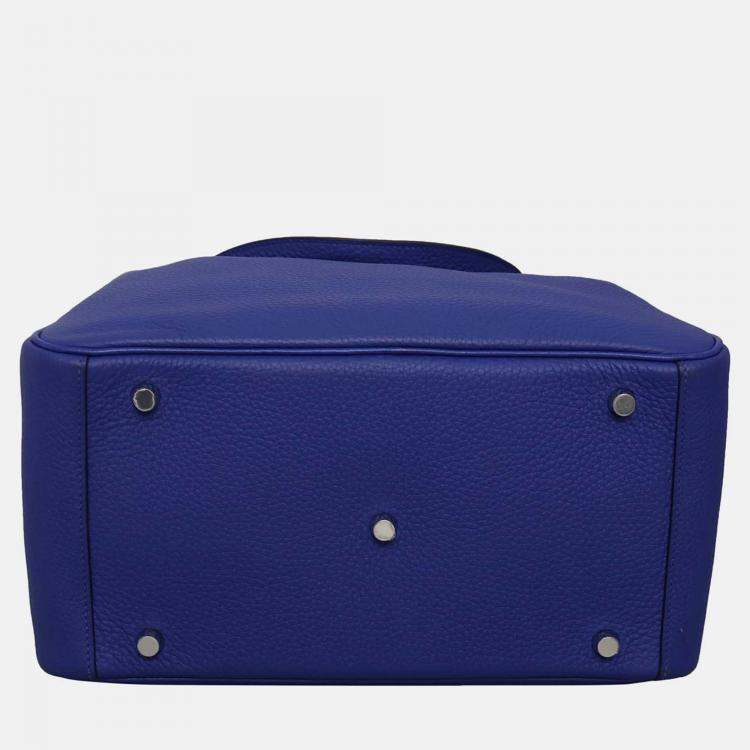 Pre Owned Hermes Lindy 30 Blue Leather Shoulder Bag