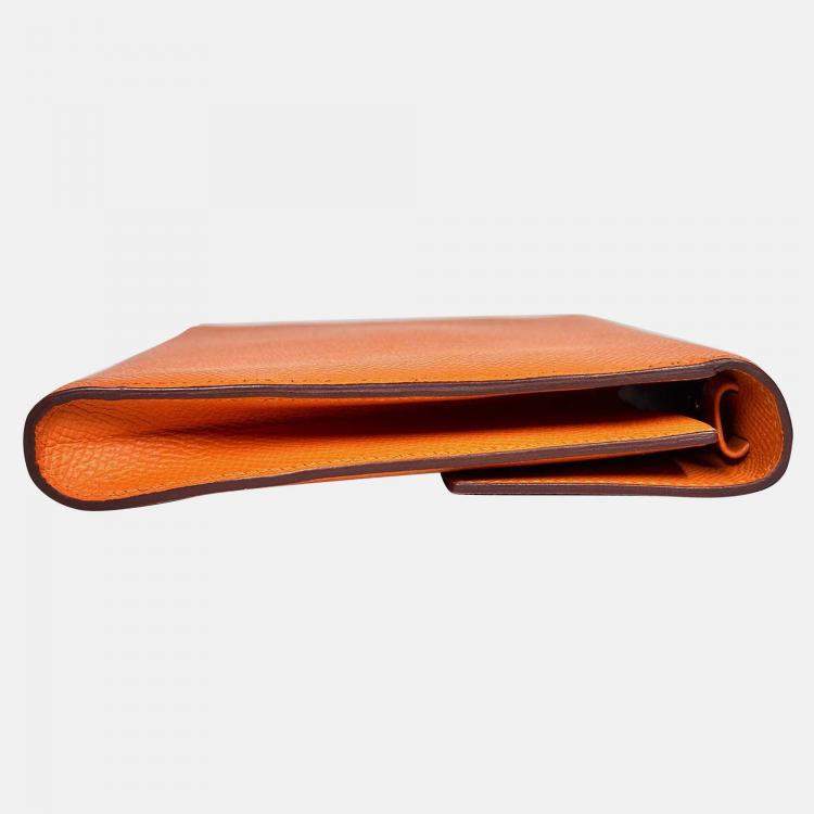 Pre Owned Hermes Portefeuille-Sac Clic 16 Orange Epsom Leather Handbag PHW