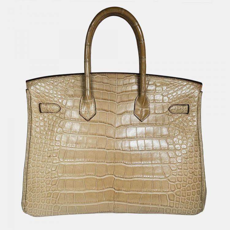 Pre Owned Hermes Birkin 35 Poussiere Alligator Mississippiensis Phw Bag