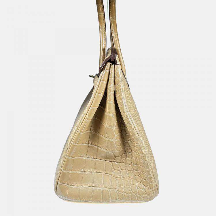 Pre Owned Hermes Birkin 35 Poussiere Alligator Mississippiensis Phw Bag