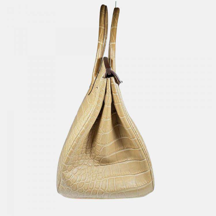 Pre Owned Hermes Birkin 35 Poussiere Alligator Mississippiensis Phw Bag