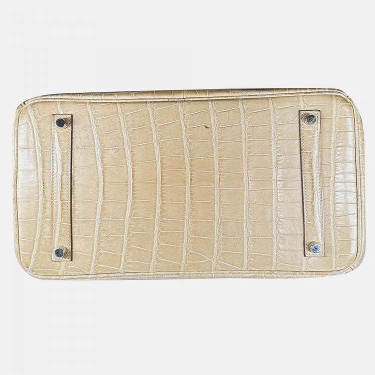 Pre Owned Hermes Birkin 35 Poussiere Alligator Mississippiensis Phw Bag