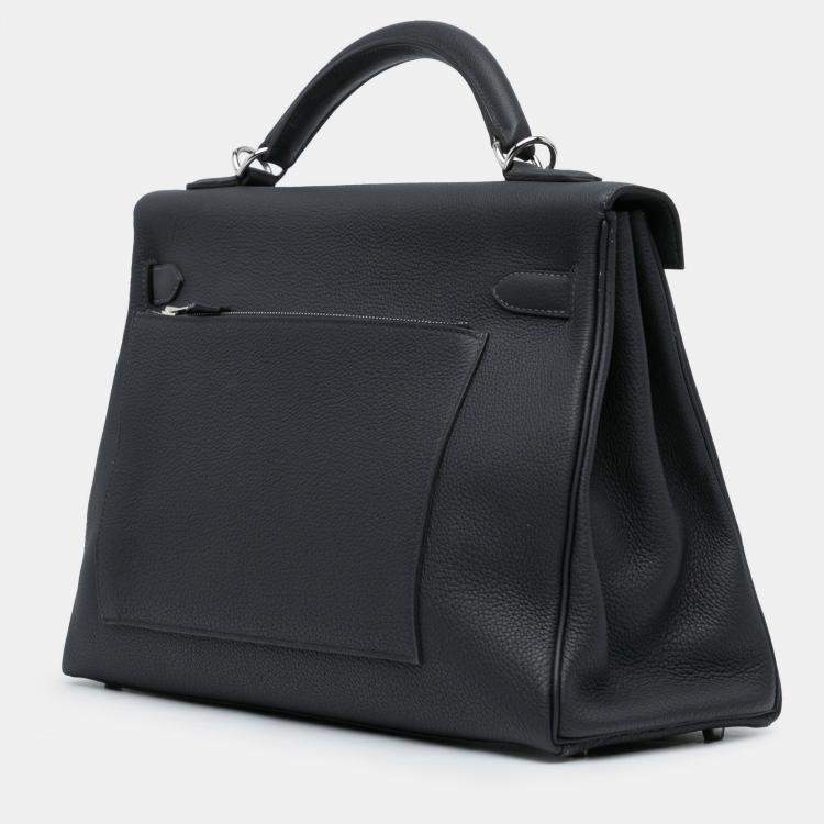 Pre Owned Hermes Kelly Maxi 42 Black Togo Leather Shoulder Bag