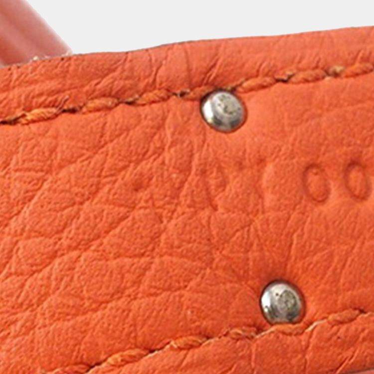 Pre Owned Hermes Birkin 30 Orange Clemence Leather Shoulder Bag